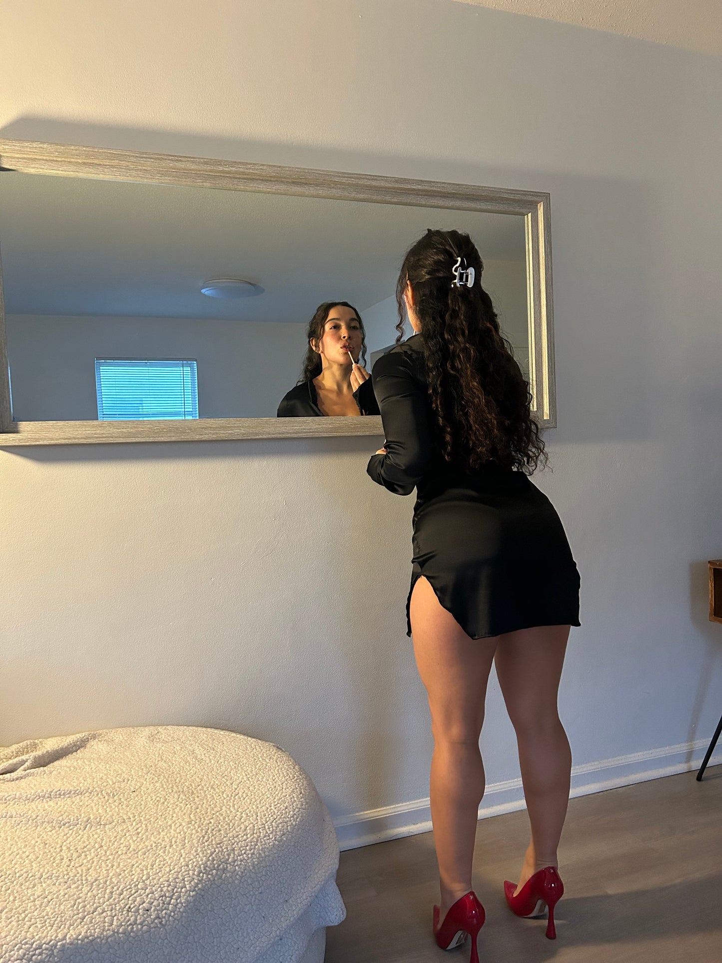 Shibui, our long sleeve silk  dress in black