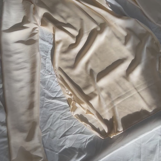 Shibui, our long sleeve silk  dress in beige