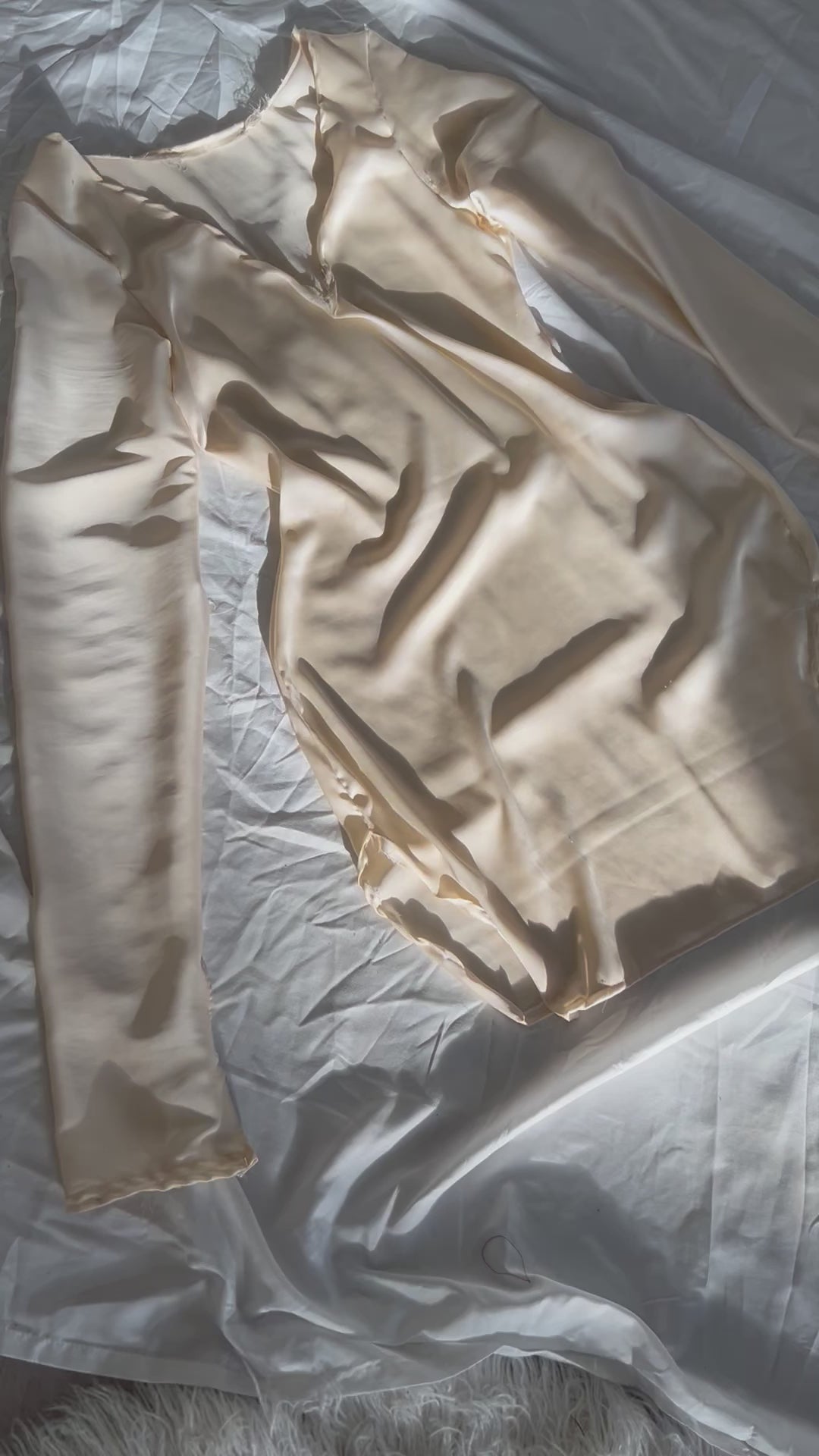 Shibui, our long sleeve silk  dress in beige